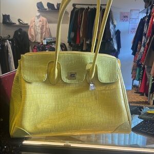 Elegant Yellow Embossed Tote Bag